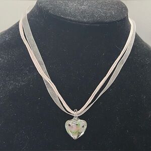 Handmade Pink Radiance Glass Heart Necklace